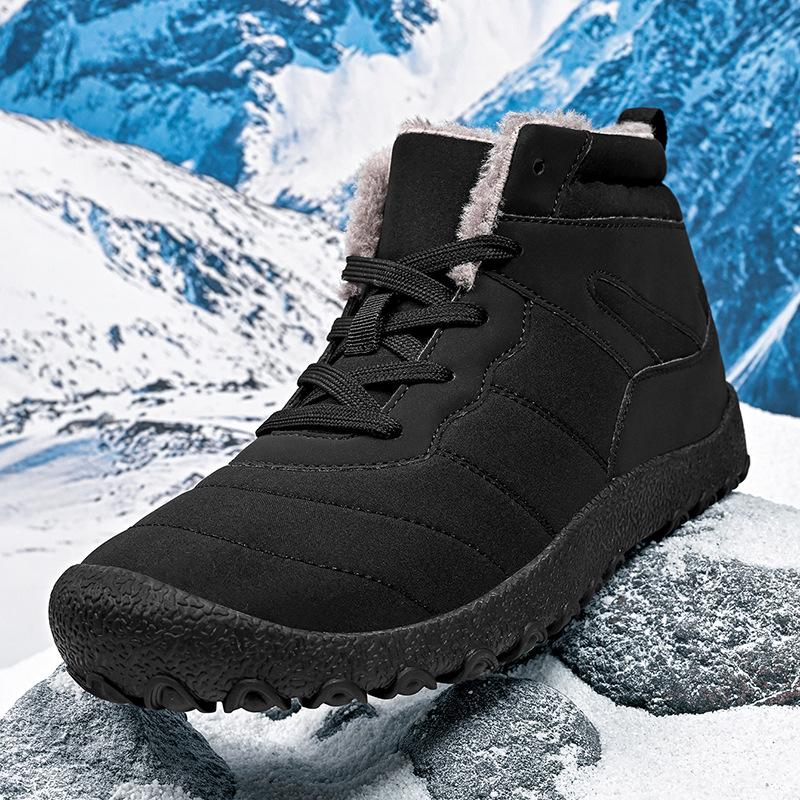 Zimní severovýchodní sametové teplé vysoké bavlněné boty lehké velké velikosti sněhule se silnou podrážkou protiskluzové vysoké bavlněné boty pánské