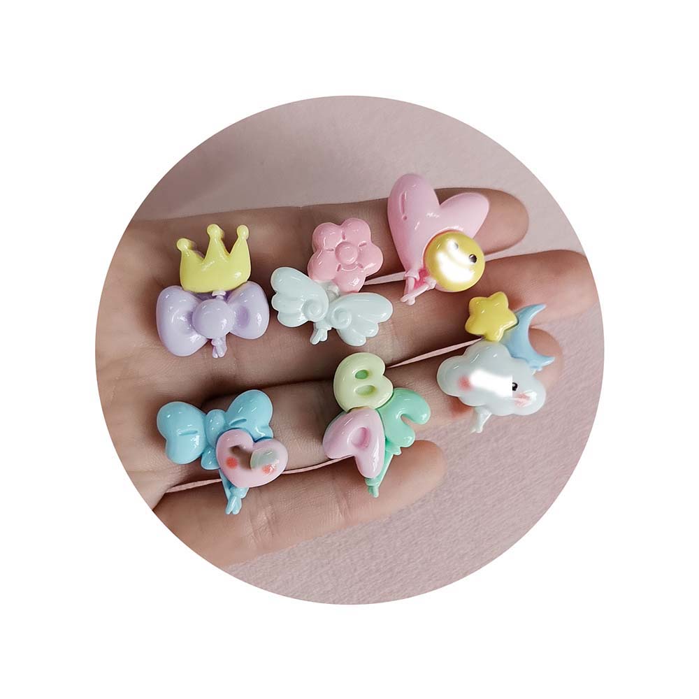 Cute Cartoon Flower Balloon Flat Back Resin Cabochon Scrapbooking for Phone Case Decoration DIY Hair Accessories