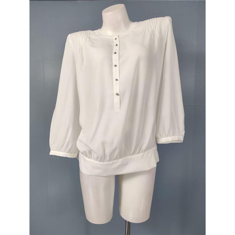 

Foreign Trade Order Gu Home Light and Refreshing Fashion Pure White Pleat Loose and Comfortable Commuter Office Ol Shirts Temperament Top White XL