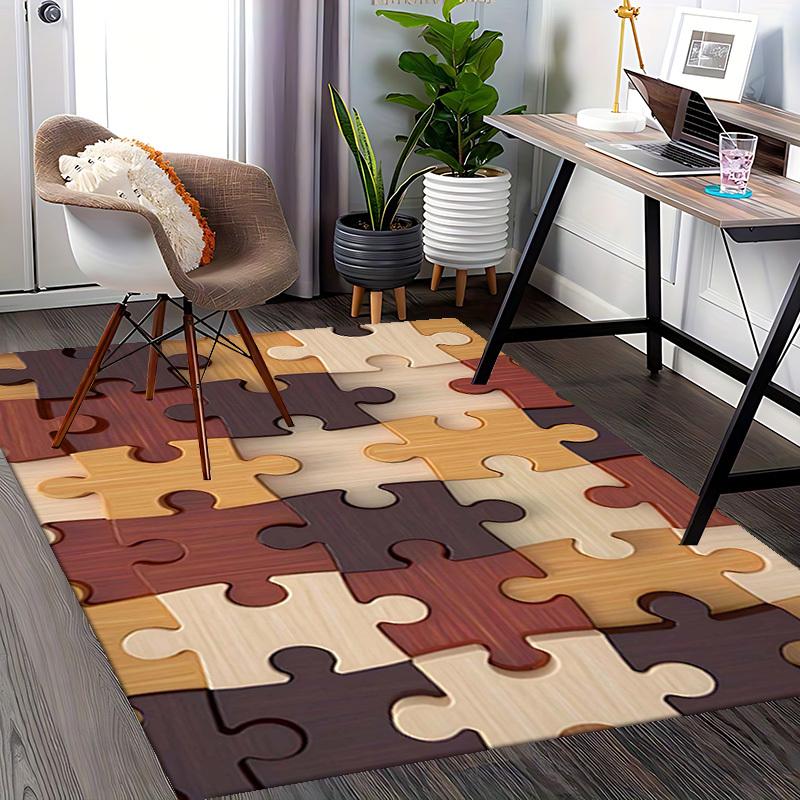 1pc Puzzle Piece Office Chair Mat - Wooden Jigsaw Puzzle Design, Non-Slip Carpet for Desk, Festive Gift, Universal for Home and Office Decorations.P07