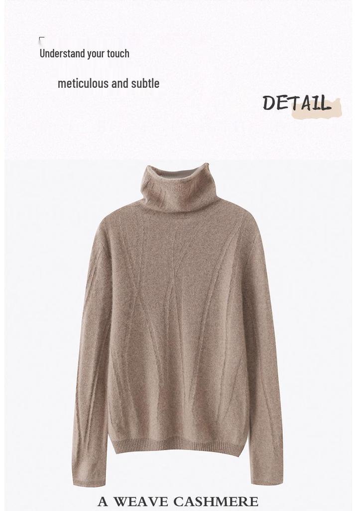 2024 Korean Style Reverse Stitch Turtleneck Cashmere Sweater for Women