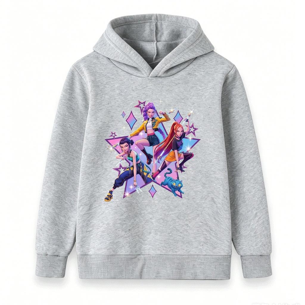 Kids Girls Boys Hoodie Cartoon 3 Action Characters Print Casual Long Sleeve Pullover Sweatshirt for Children