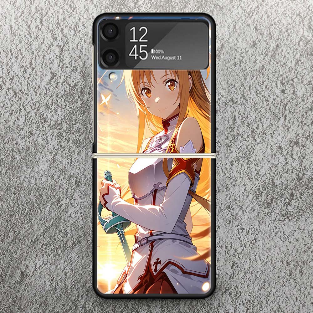Anime Sword Art Online SAO Print Case For Samsung Galaxy Z Flip 3 4 5 6 7 5G Phone Shell Flip7 Flip6 Flip5 Flip4 Flip3 Pattern C