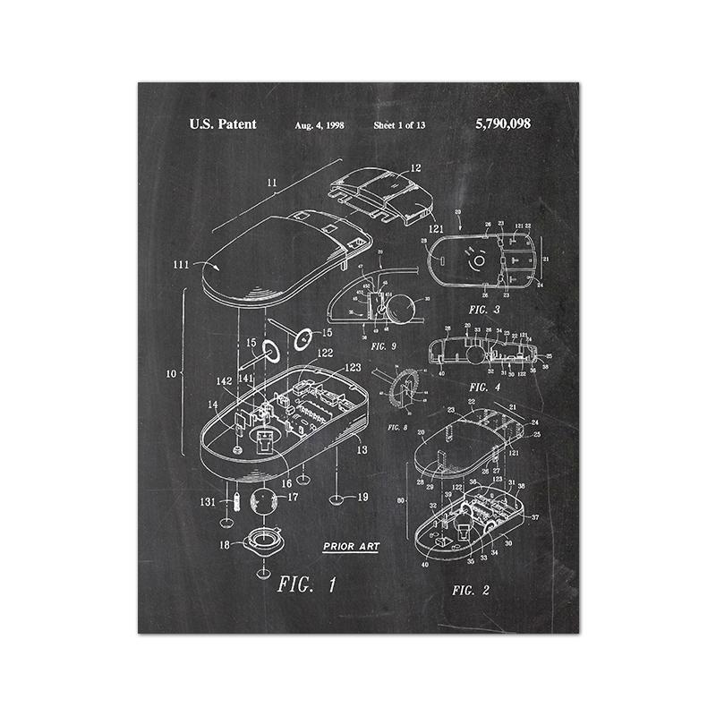 Computer Patent Vintage Posters and Prints Retro Blueprint Drawing Art Canvas Painting Office Wall Pictures Decoration Geek Gift