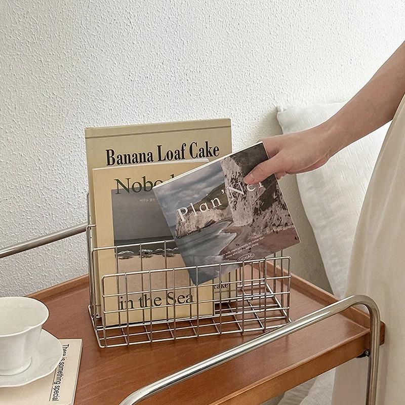 Ins Minimalist Iron Desktop Storage Rack Organizer Table Organizing Rack Document Book Rack Desk Multi-functional Storage Rack