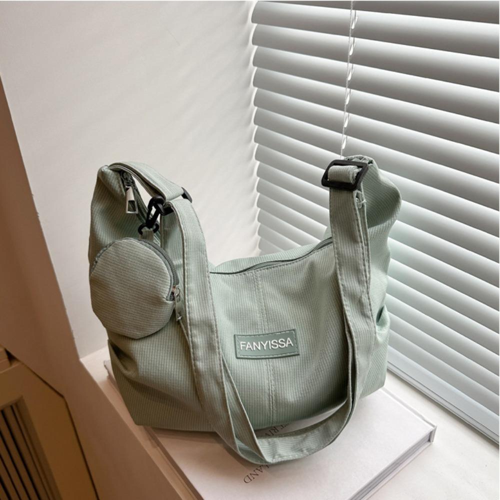 Cream Color Canvas Bag with Coin Purse Korean Style Simple Dumpling Bag  Women