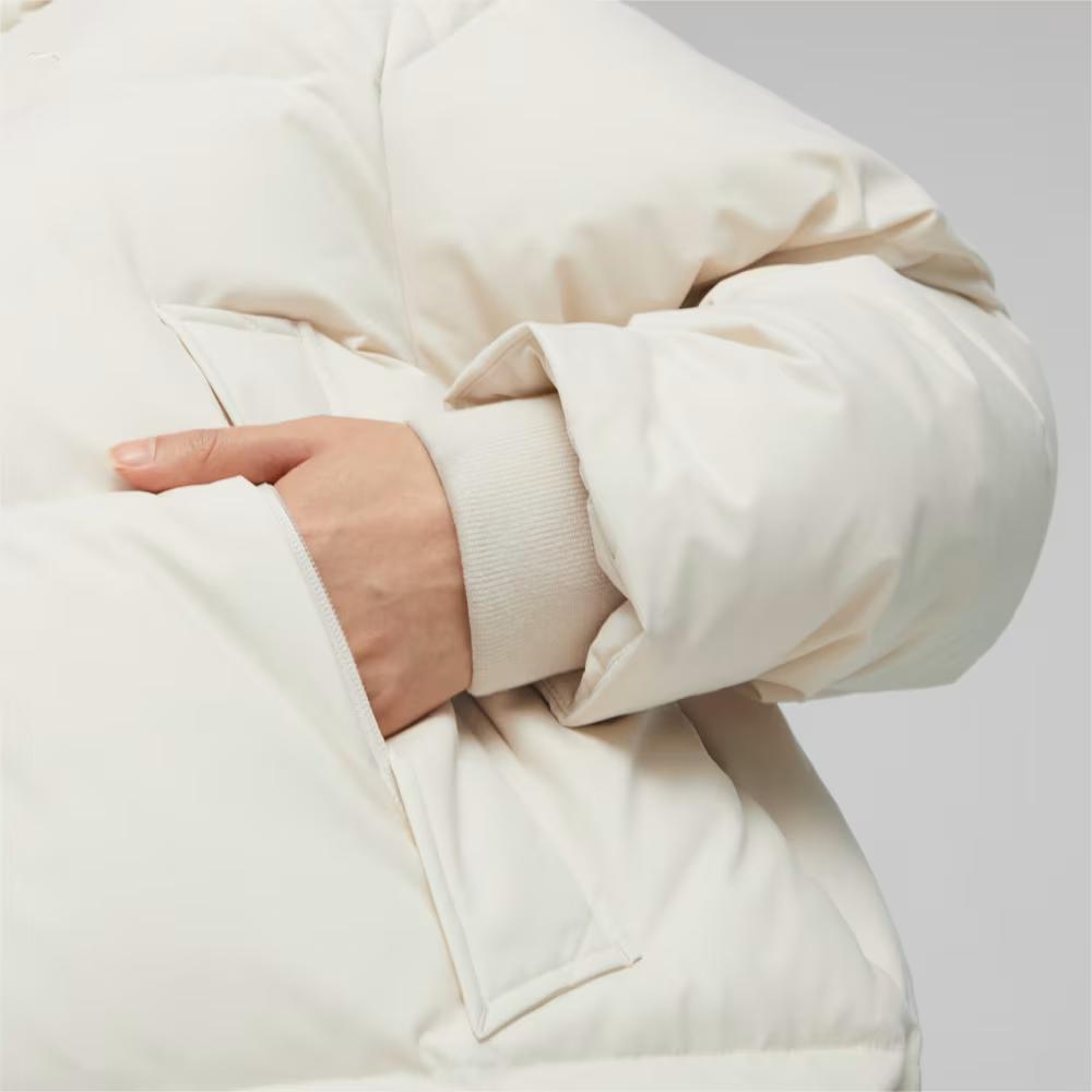 Puma Mmq Down Jacket With Casual Hooded Long Sleeves Unisex Jackets Snow-White 620817-87