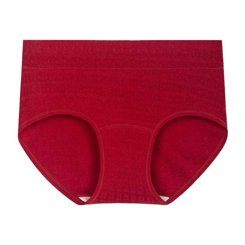 Lady Spring and Autumn Jacquard 10A Antibacterial Extended Crotch Native Year Red Underwear