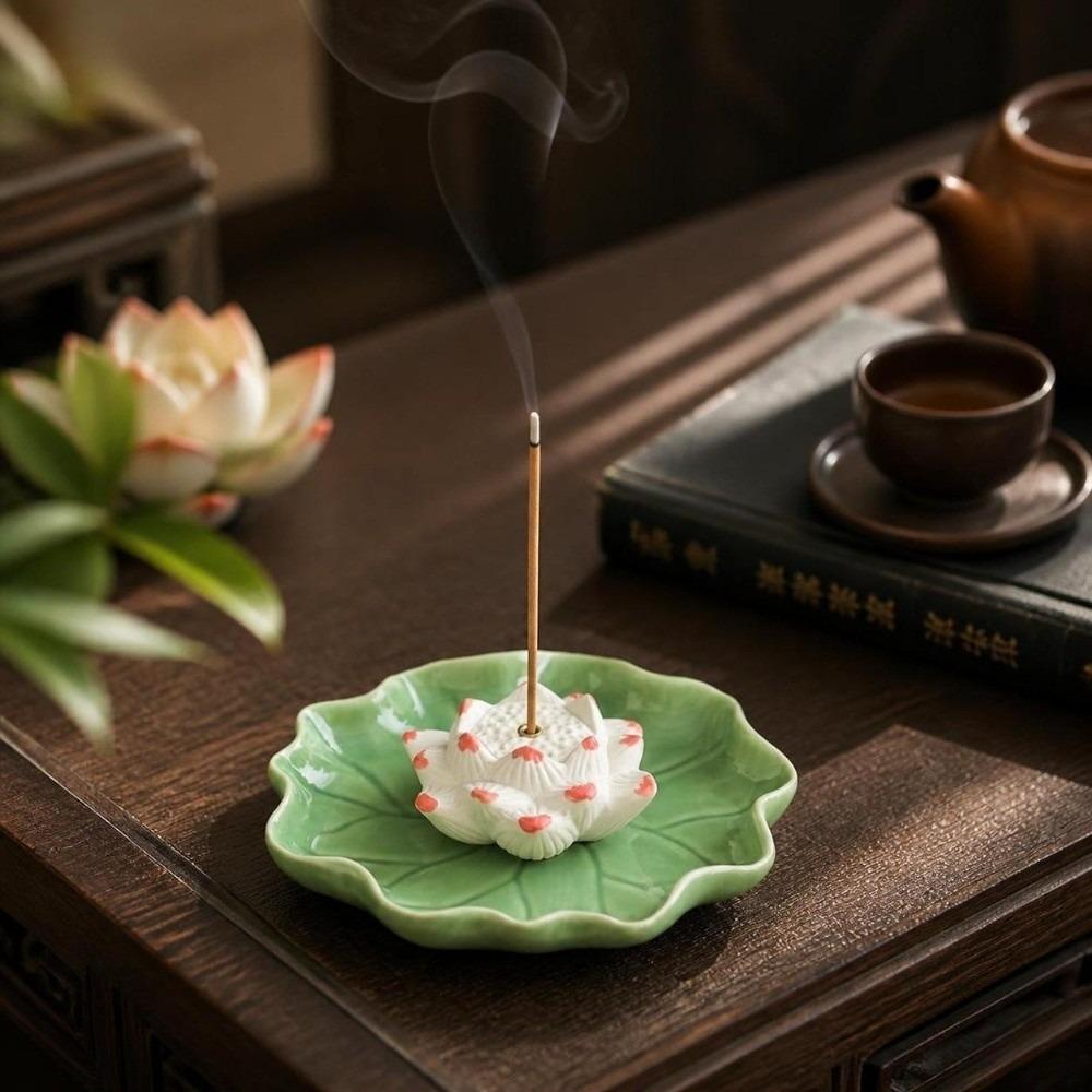 Ceramic Incense Burner Zen Chinese Style Tabletop Incense Base Censer Holder  For Household Aroma