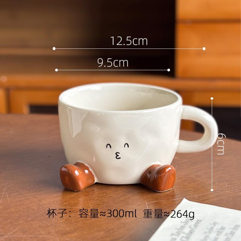 Keramik Süße Lächelnde Füße Kaffeetasse Cartoon Home Office Latte Mokka Heißer Kakao Party Familienbecher Geburtstag Feiertagsgeschenk
