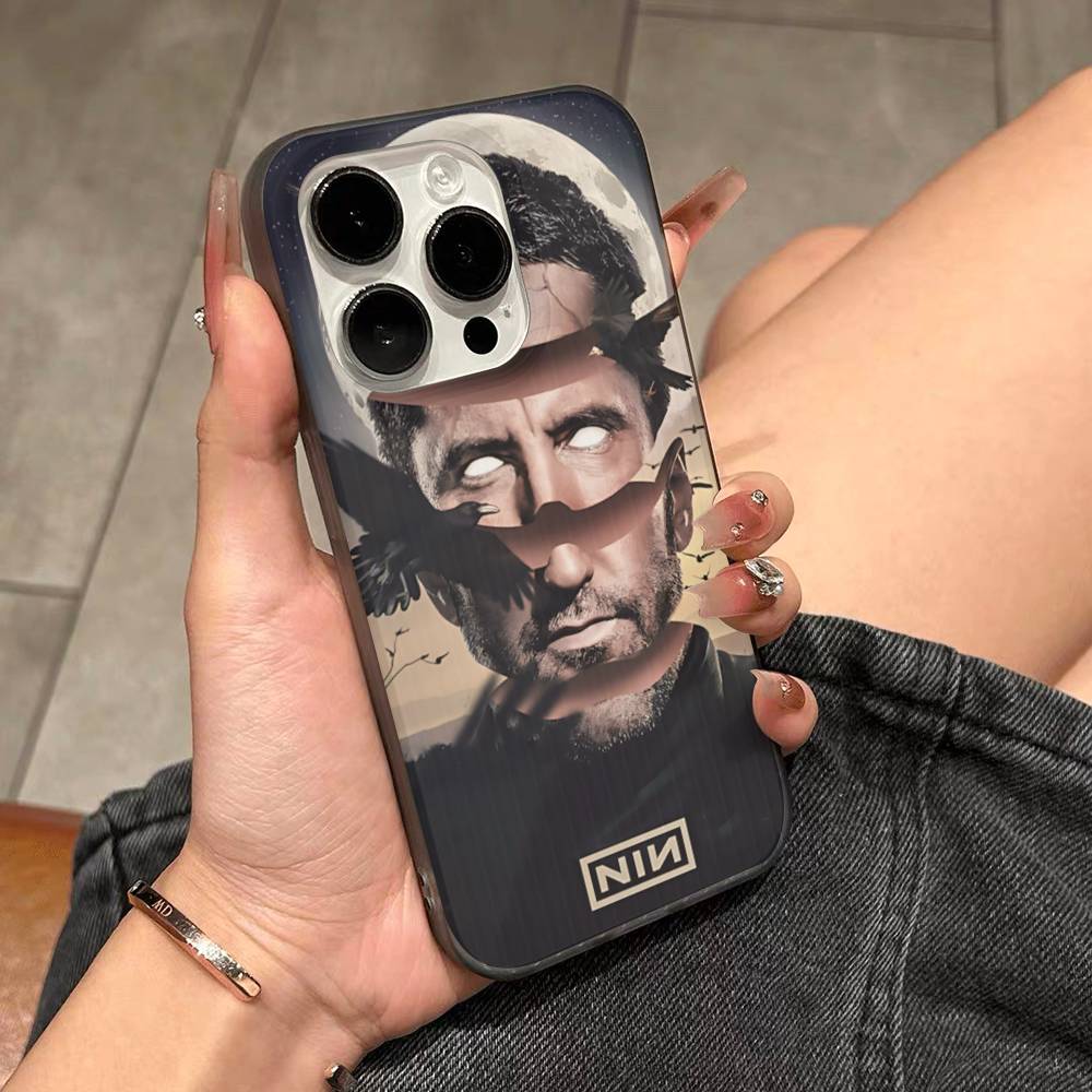 1pc Rock Band Nine I-Inch N-Nails Phone Case For IPhone 16 15 17 Pro 11 12 13 14 Pro Max Plus Soft Ripple Silicone Cover Shell