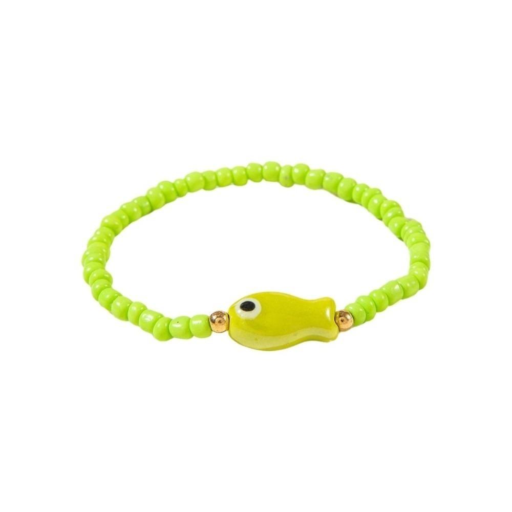 

Cute Fish Pendant Bracelet Colorful Polka Dot Bead Bracelet Bohemian Ocean Bracelet Vacation зелёный