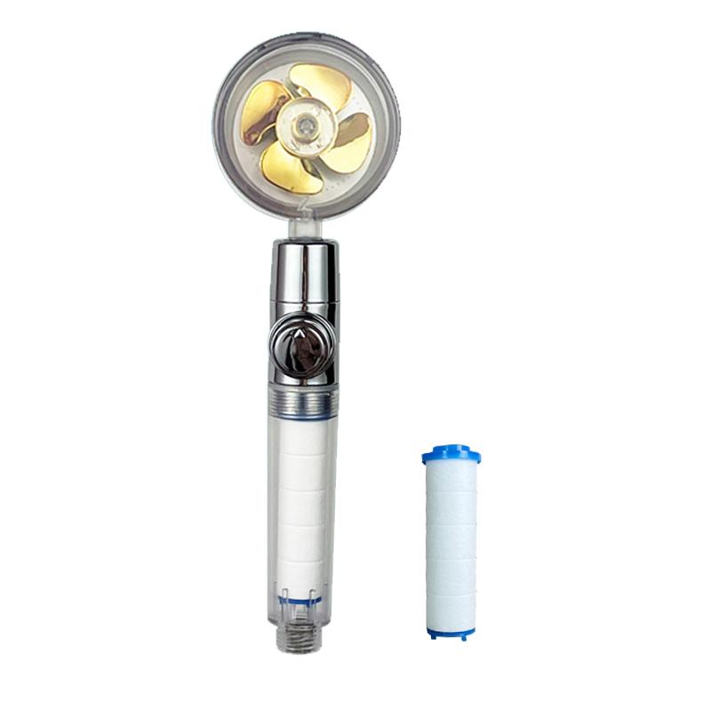 VILOYI Shower Head Water Saving High Pressure Handheld Turbo Propeller Showerhead Adjustable Water Flow Bathroom Filter Nozzle
