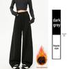Women's Off-White Fleece-Lined Wide-Leg Pants, Autumn/Winter, Relaxed Fit, Casual, Good Drape, Straight Leg, Glutinous Rice Air Pants