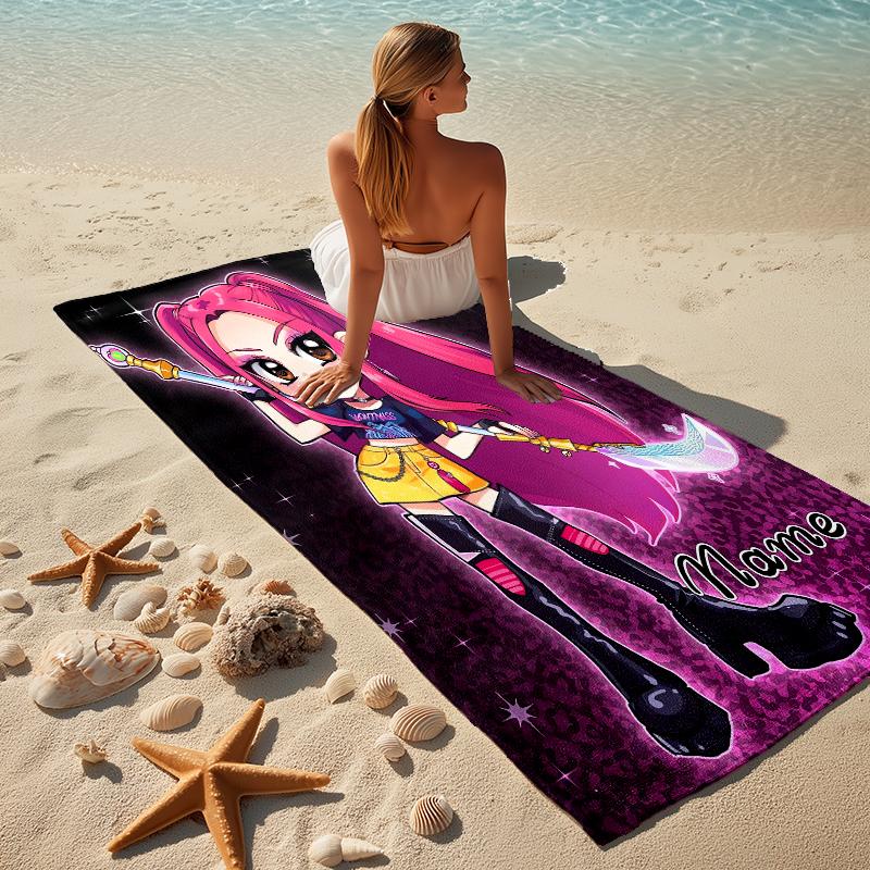 Custom Name Fantasy World Stylish Digital Printing Beach Towel Quick‑Drying Absorbent Blanket for Beach Pool Gym Travel