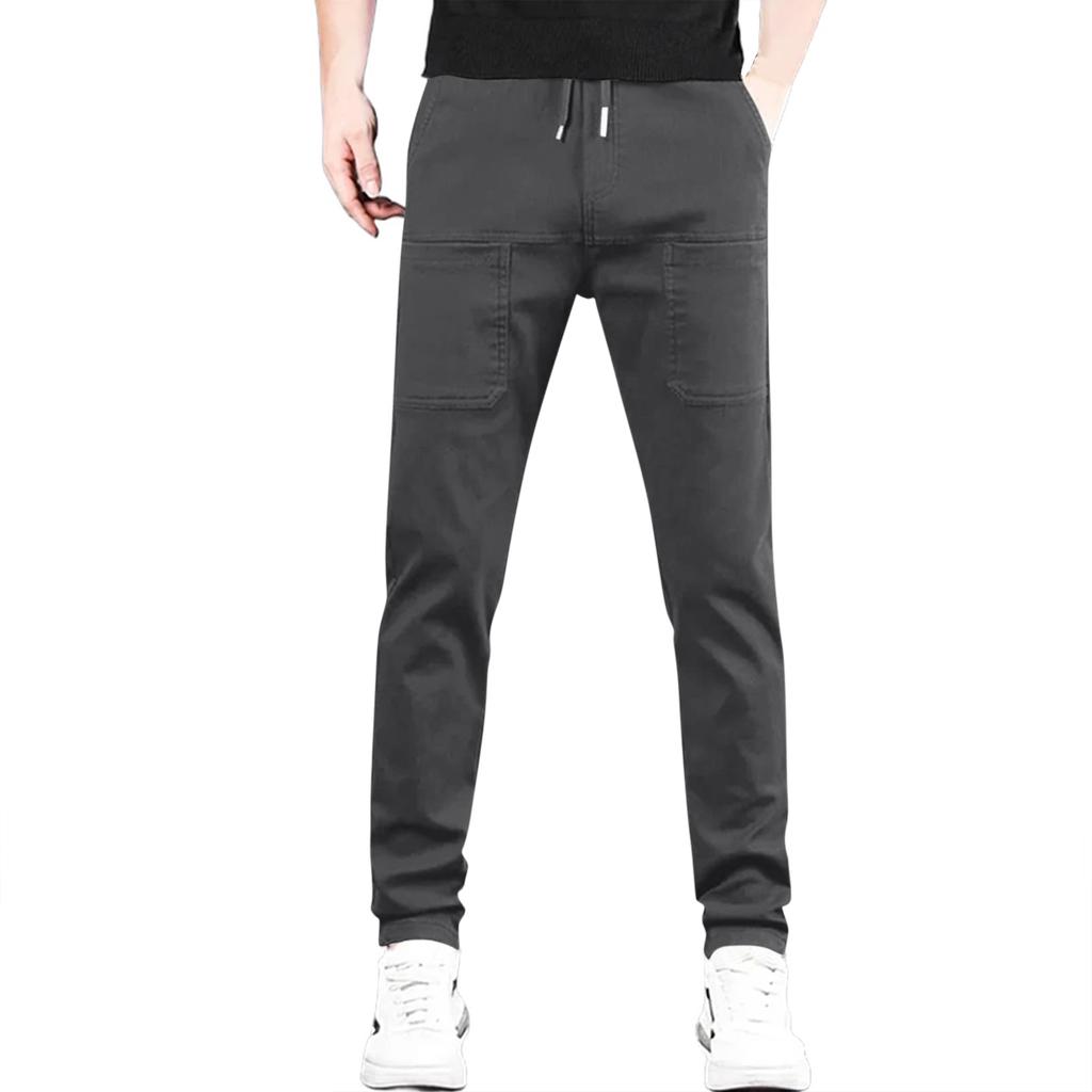 Men's Stretchy, Quick-drying Athletic Pants With Drawstring Waist, Casual Long Trousers, And Six Pocket Design, Suitable For Hiking.