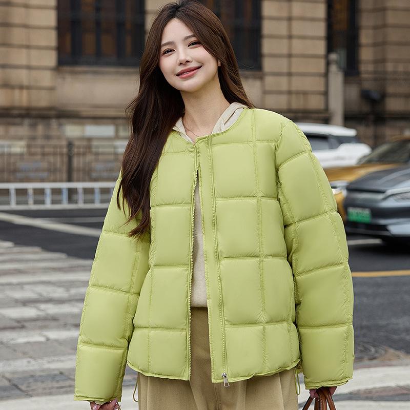 Cotton-padded Women's Short Winter New Down Cotton Clothes Women's Puffs Tofu Blocks Round Neck Loose Bread Clothes Jacket Women