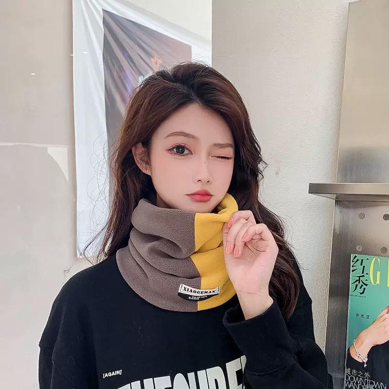 Winter Double-Layer Thick Warm Scarf Outdoor Cycling Men And Women Color Matching Cold-Proof Scarf