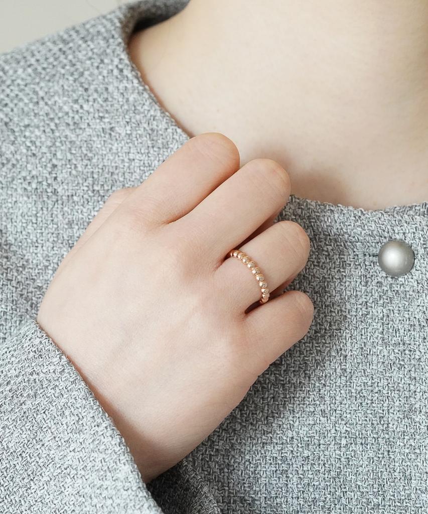 Alleun 14K 18K Ball Gold Ring Jewelry Layering