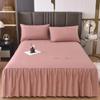 3Pcs Skin Friendly Bed Skirts Full Set Thick Raised Lace Bed Sheets Non Slip Covers for Tatami Mats