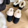 Winter Warm Fluffy Plush Warm Slippers Thick Bottom Indoor Connection Fluffy Bag Head Snow Cotton Slippers