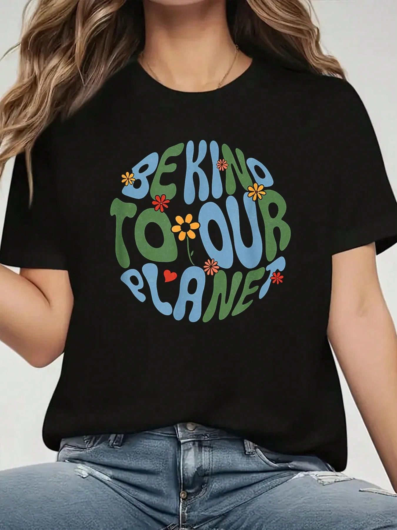Be Kind Our Planet Retro Hippie Graphic T-shirt XXXL