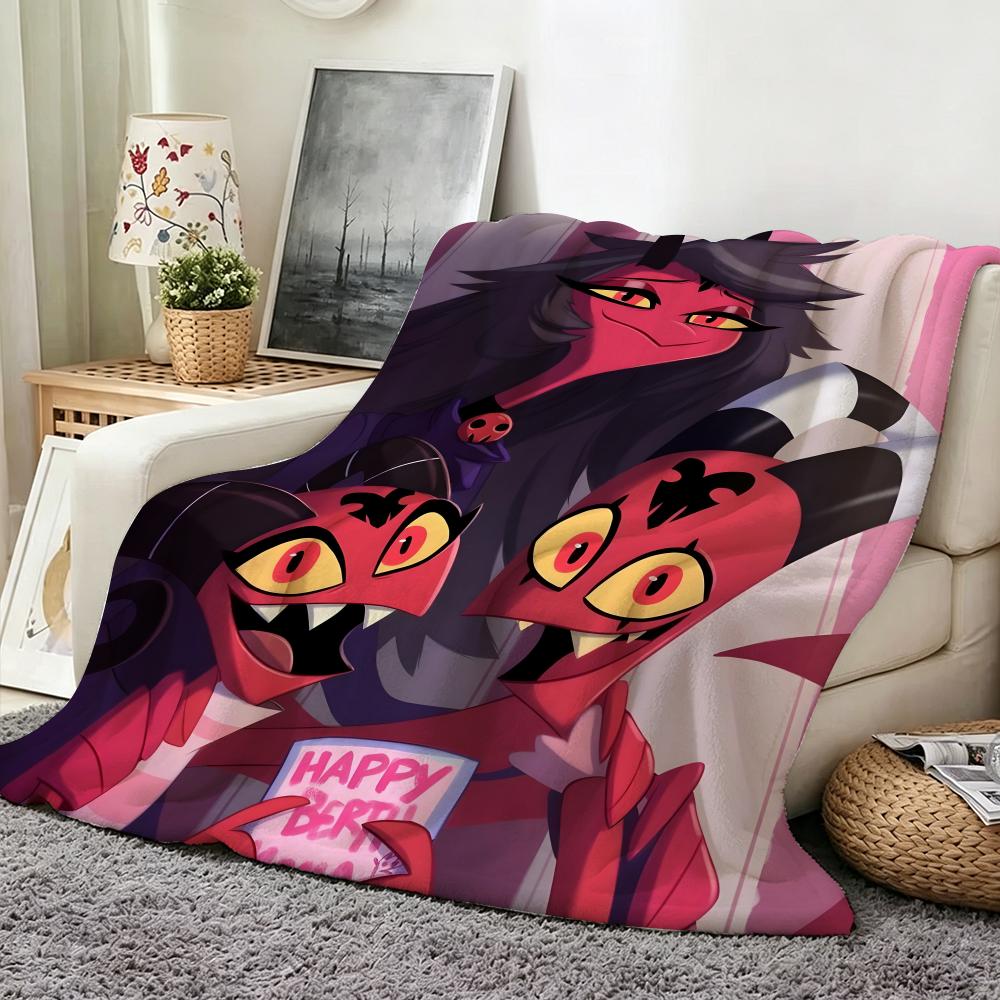 cartoon H Helluva B Boss Throw Flannel Throw Blanket Suitable for Sofa Living Room Bedroom