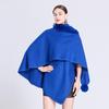 Autumn/Winter Knitted Scarf Shawl Cape with Fur Collar and Pom-Poms (Style 0962#)