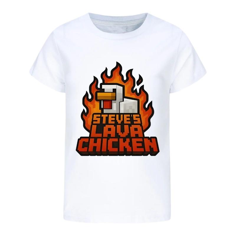2025 Camisetas para Meninas Verão Roupas de Manga Curta Infantil Camiseta de Desenho Animado Steves Lava Frango Fantasia Roupa Infantil Manga Curta