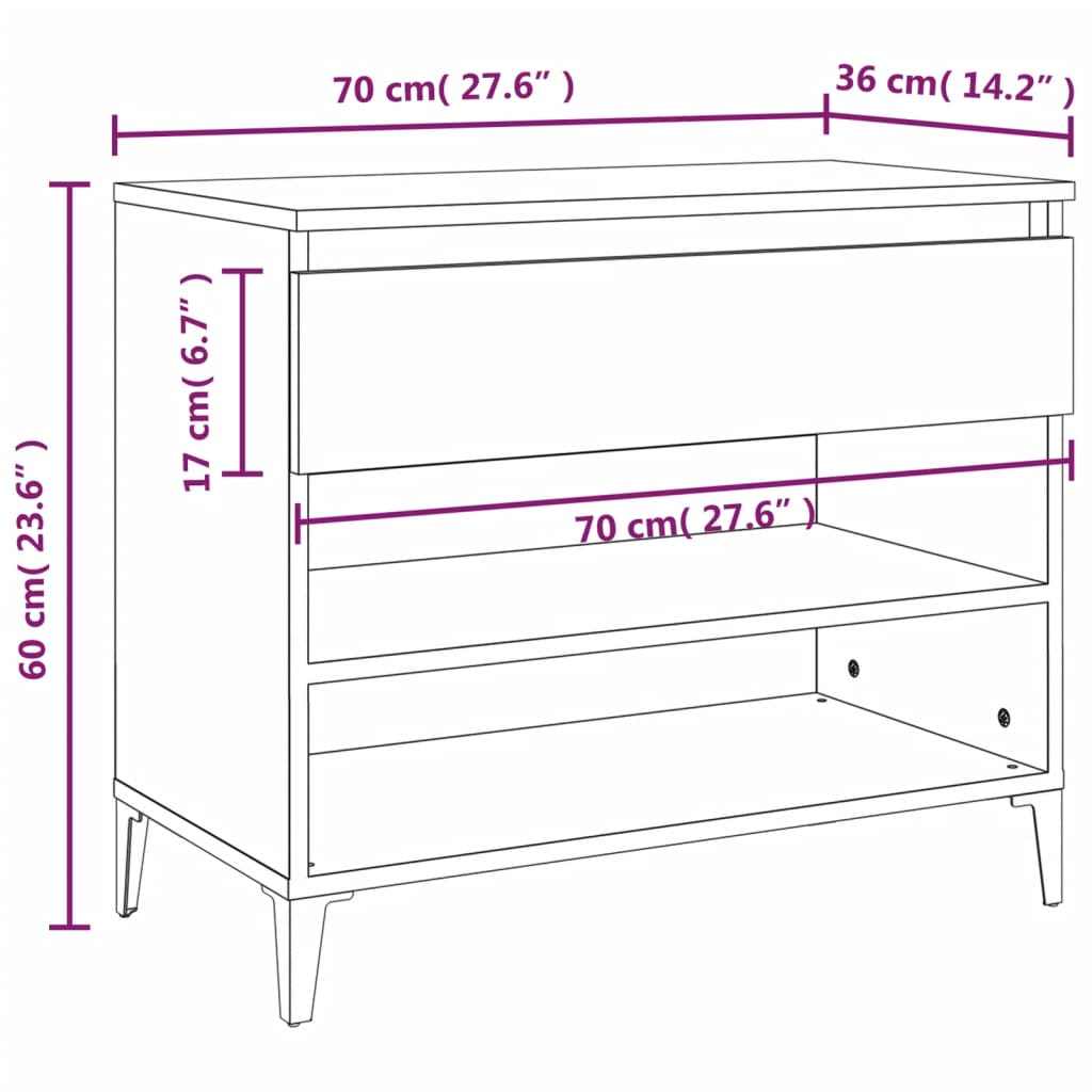 Shoe Rack Smoked Oak 70 x 36 x 60 cm Wood Based Material