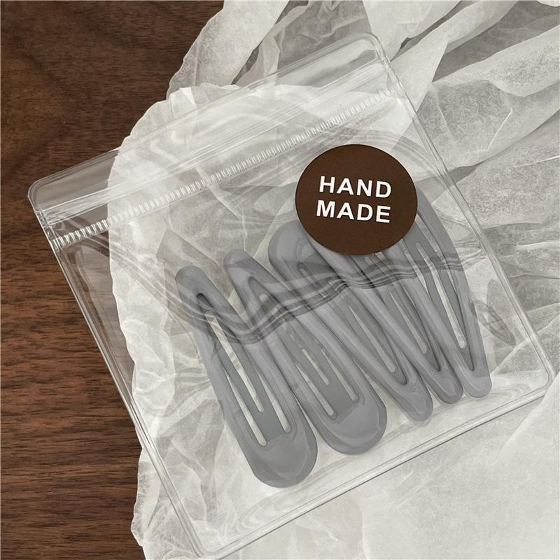 

5 шт./набор Заколка для волос в форме капли воды Однотонная заколка для челки Молочно-кофейные заколки-невидимки Ручной работы Детские Девочки Боковая заколка Аксессуары для волос серый