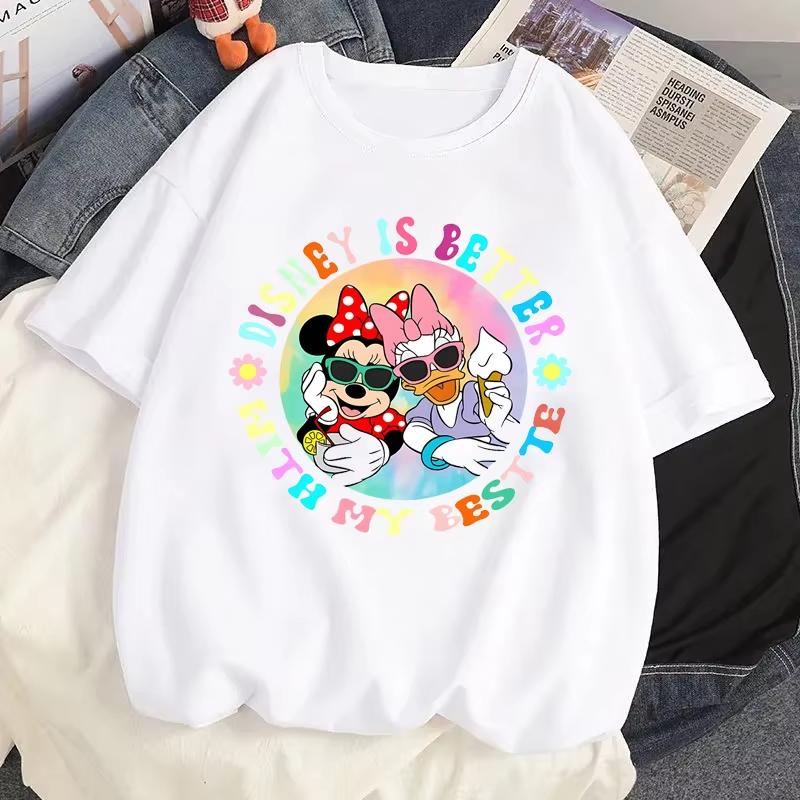 Creative Mickey Mouse Pattern Tshirt Tops Summer Unisex Casual Short Sleeves Streetwear T-shirts Tops Harajuku T Shirts