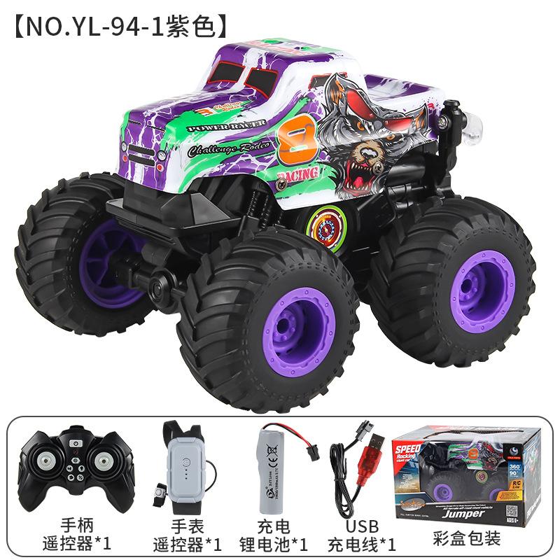 Camion Pickup Stunt cu Lumini cu Telecomandă 2.4G Rotație 360 Grade Mașină cu Telecomandă cu Inducție prin Ceas Jucărie pentru Băieți