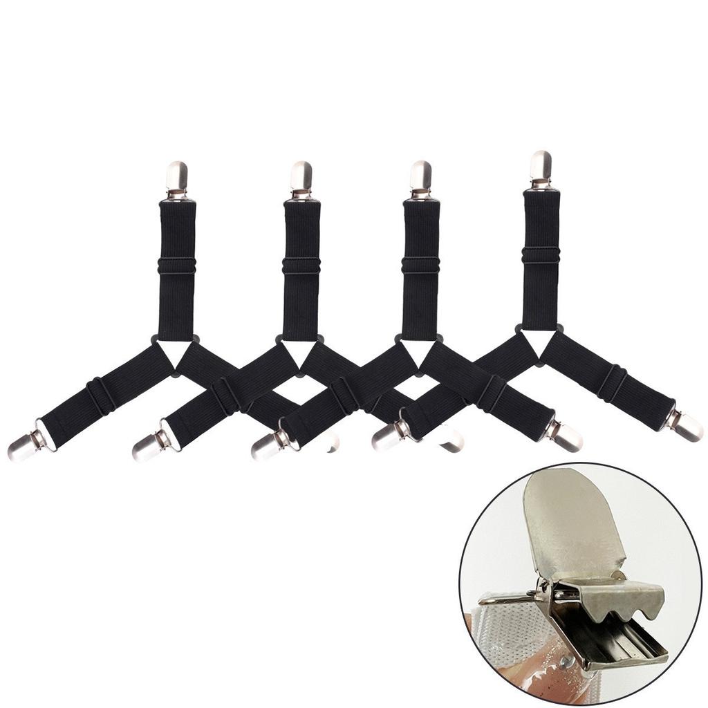 4PCS/Set Sheet Straps Bed Suspenders Adjustable Fitted Sheet Corner Holder Elastic Fasteners Clips