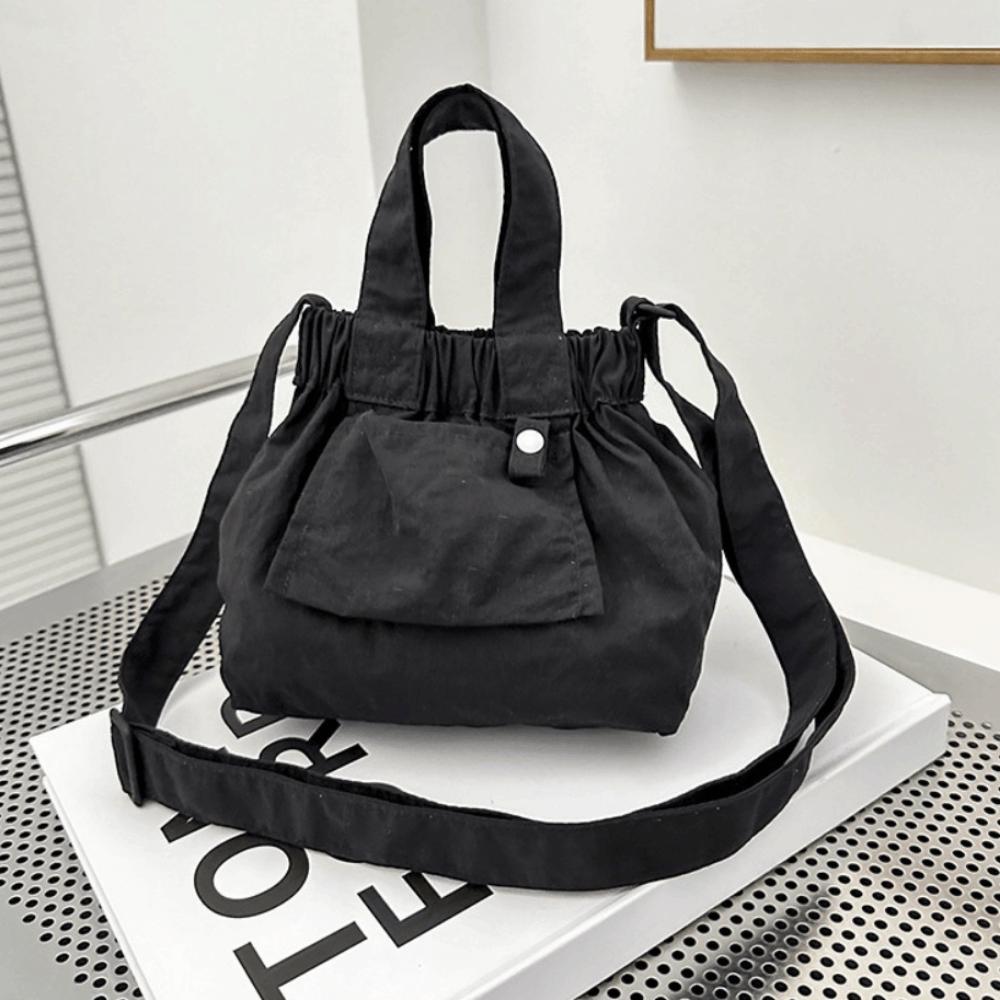 Candy Color Casual Handbags Ruched Design Crossbody Bag Trendy Nylon Shopper Purses  Commuting