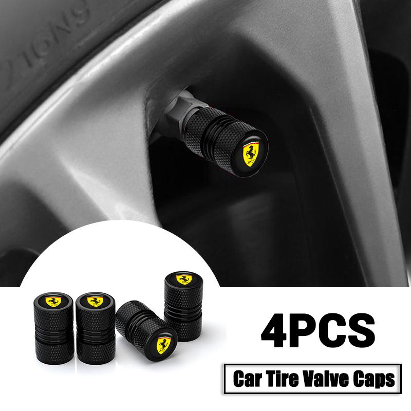 4Pcs Metal Car Tire Valve Cover Wheel Stem Cap For Ferrari 308 GT4 328 GTB GTS F355 360 Modena F430 458ltalia 488 GTB F8 Tributo KL8