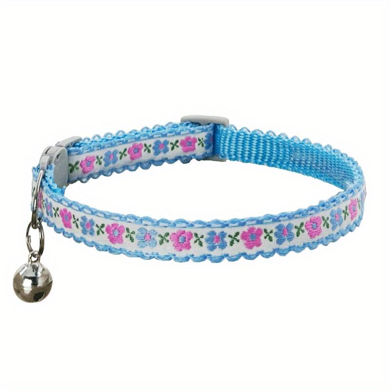 Exquisite floral bestickte Katzenhalsbänder, verstellbare und strapazierfähige Haustierhalsbänder, Katzenzubehör, niedliches Katzenhalsband mit Glöckchen   Perfekt