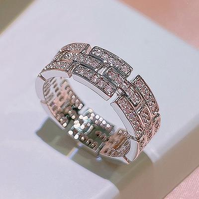 Kreatives Kettendesign, Verlobungsantragsring für Freundin, silberfarben, modischer Hochzeit-Zirkonia-Ring für Frauen