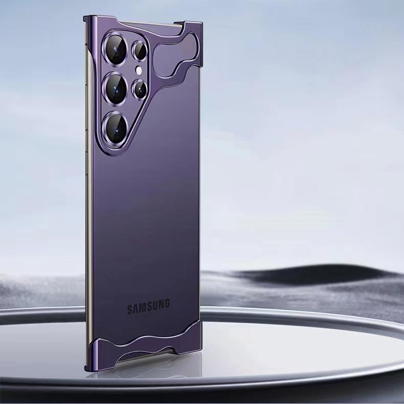Luxury Alien Irregular Metal Phone Case For Samsung Galaxy S25 S24 S23 Ultra Plus Aluminum Bumper With Lens Film Protection Cover