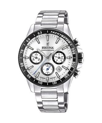 Timeless Chronograph Stainless Steel Silver Dial Quartz F20560-1 100M Men's Watch