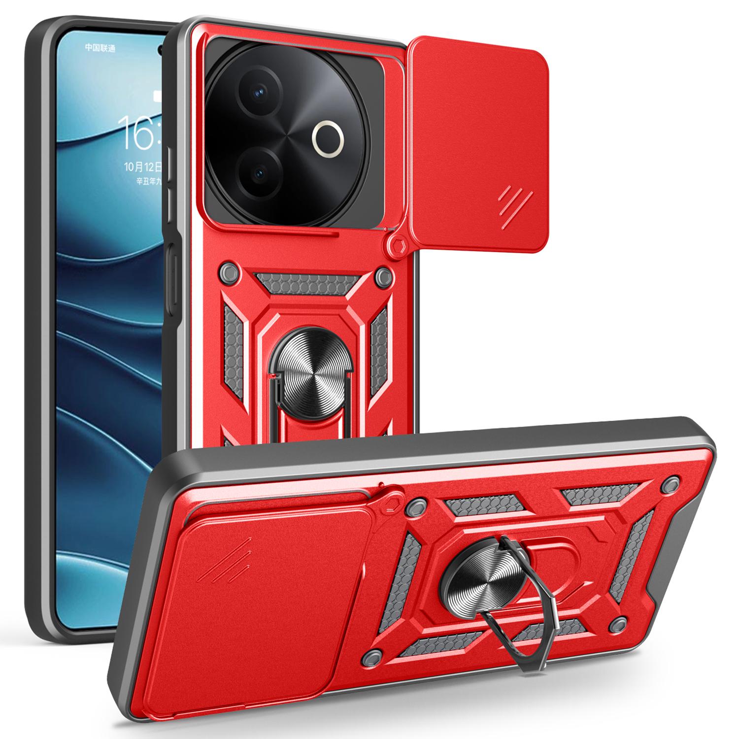 

For vivo Y39 5G/Y300i 5G Case with Slide Camera Lid PC + TPU Kickstand Phone Cover D