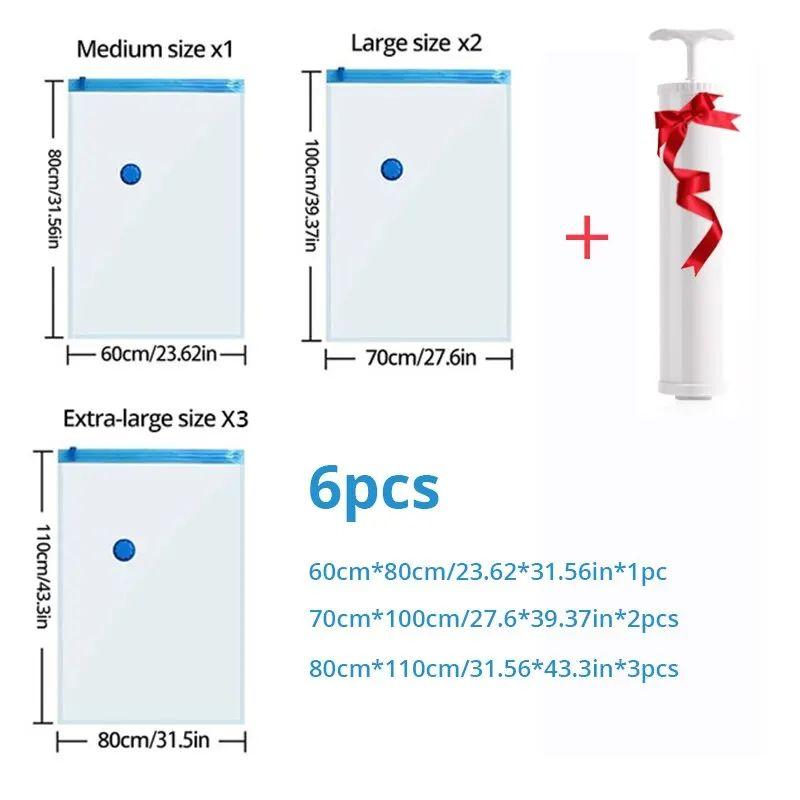1Set Vacuum Compression Bag With Hand Pump For Clothing Sorting Bedding Space Saving Sealed Bag Combination Wardrobe Organizer
