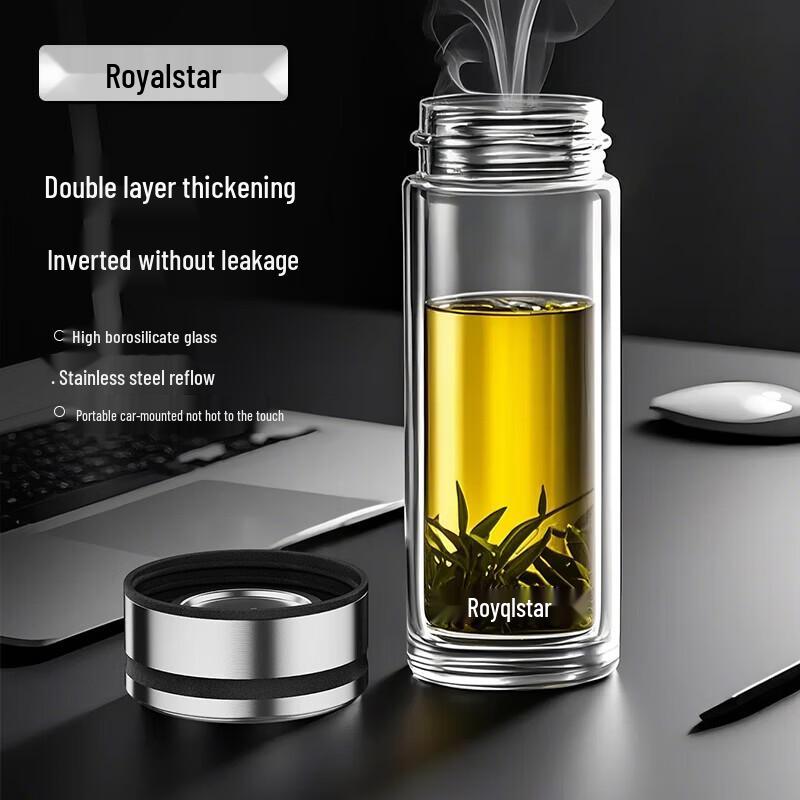 Royalstar 320ml Double Wall Glass Tea Infuser Mug
