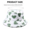 Warm Plush Bucket Caps with Heart Pattern Fashion Winter Autumn Casual Wear Fisherman Hat for Women Girl Outdoor Activity