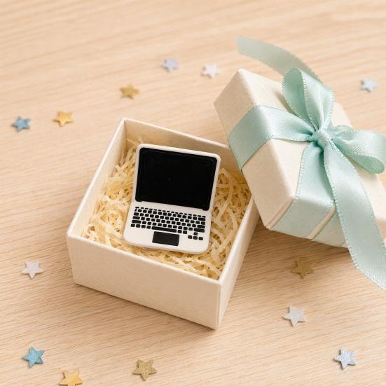Model Mini Laptop pentru Casuța de Păpuși, Figurină Realistă de Notebook Miniatural, Accesorii de Decor pentru Biroul, Studiu, Sufrageria Casuței de Păpuși
