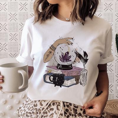 Tee Women Clothes Magic Books Love Cute Lady Casual Top Short Sleeve Fashion Summer Tshirt Spring Female Graphic T-Shirt