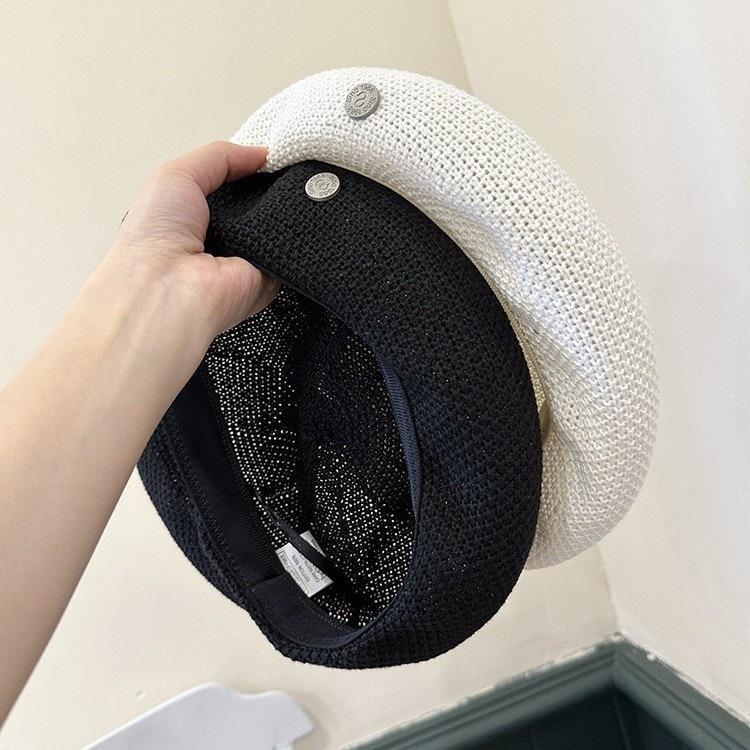 Small Round Beret Female Simple Casual Summer Thin Breathable Painter Hat Trendy Round Face Showing Face Small Street Beret