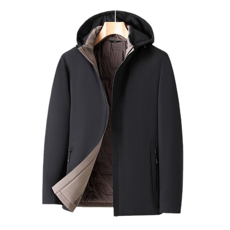 Executive Jacket Cotton Jacket Middle-aged and Elderly Hooded Casual Thick Jacket Men's Winter Fashion Warm Jacket Top