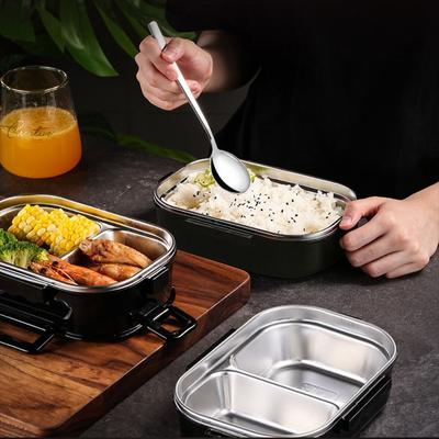 Double Layer Stainless Steel Lunch Box 1200ml Compartment Insulated Food Container Leakproof Rectangular Large Capacity Food Box