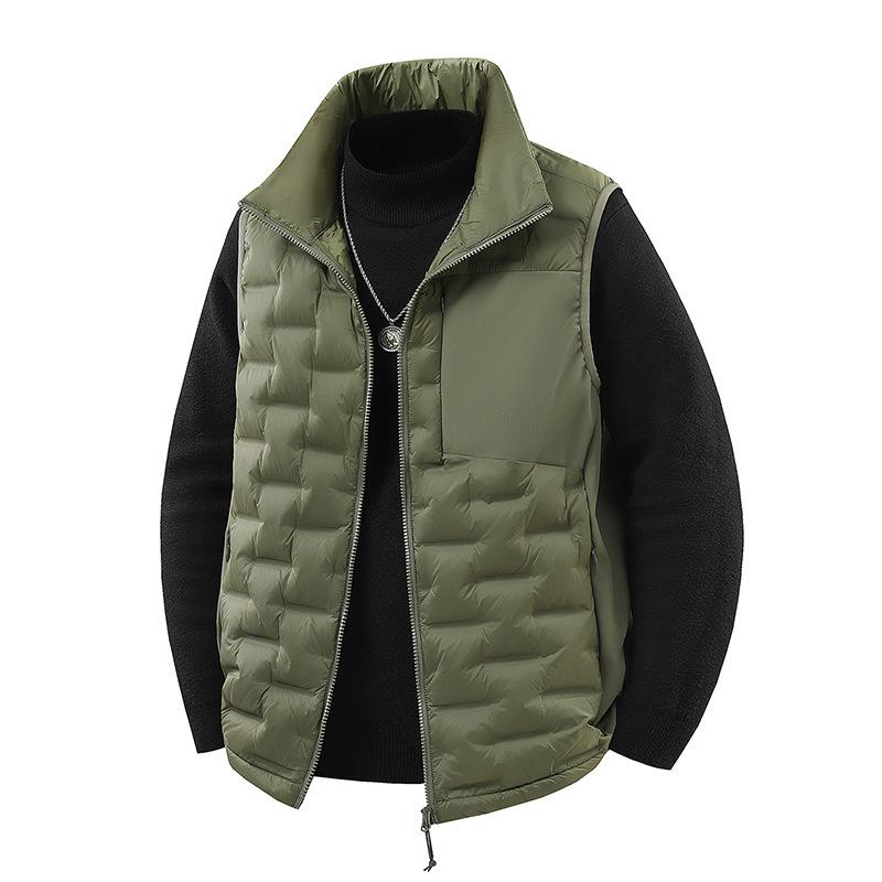 Autumn and Winter Down Jacket, Coat, Men's Stand Up Collar, Lightweight Outdoor Warm Sleeveless White Duck Down Coat Jacket